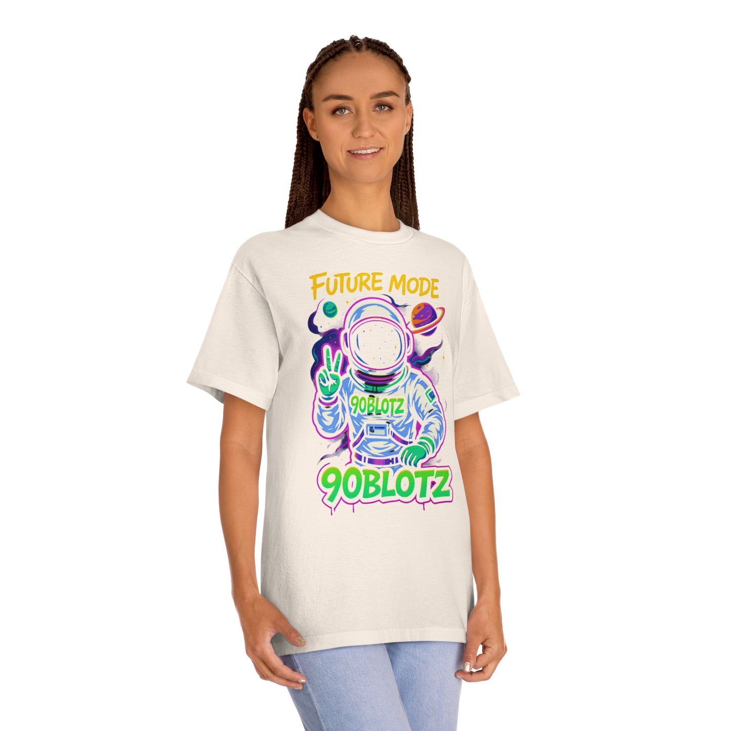 Cosmic Vibes Unisex Classic Tee, Future Mode Graphic Tee, Space-Themed Apparel, Astronaut T-Shirt, Fun Gift for Gamers