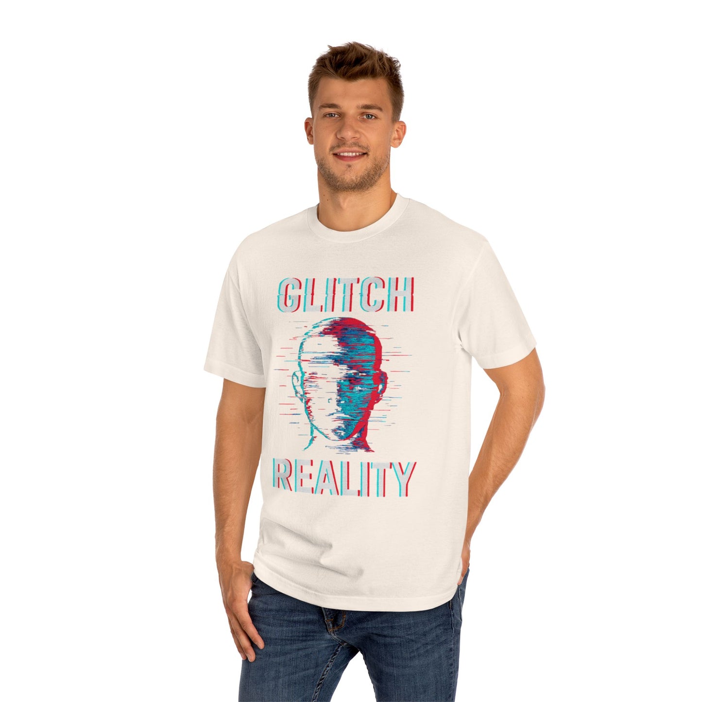 Glitch Reality Unisex Classic Tee, Cool Graphic Shirt, Retro Pixel Art Tee, Trendy Casual Top, Gift for Gamers, Hipster Fashion