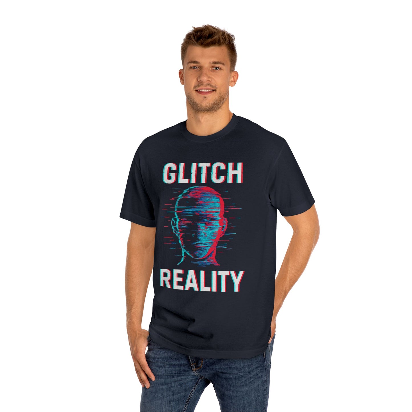 Glitch Reality Unisex Classic Tee, Cool Graphic Shirt, Retro Pixel Art Tee, Trendy Casual Top, Gift for Gamers, Hipster Fashion