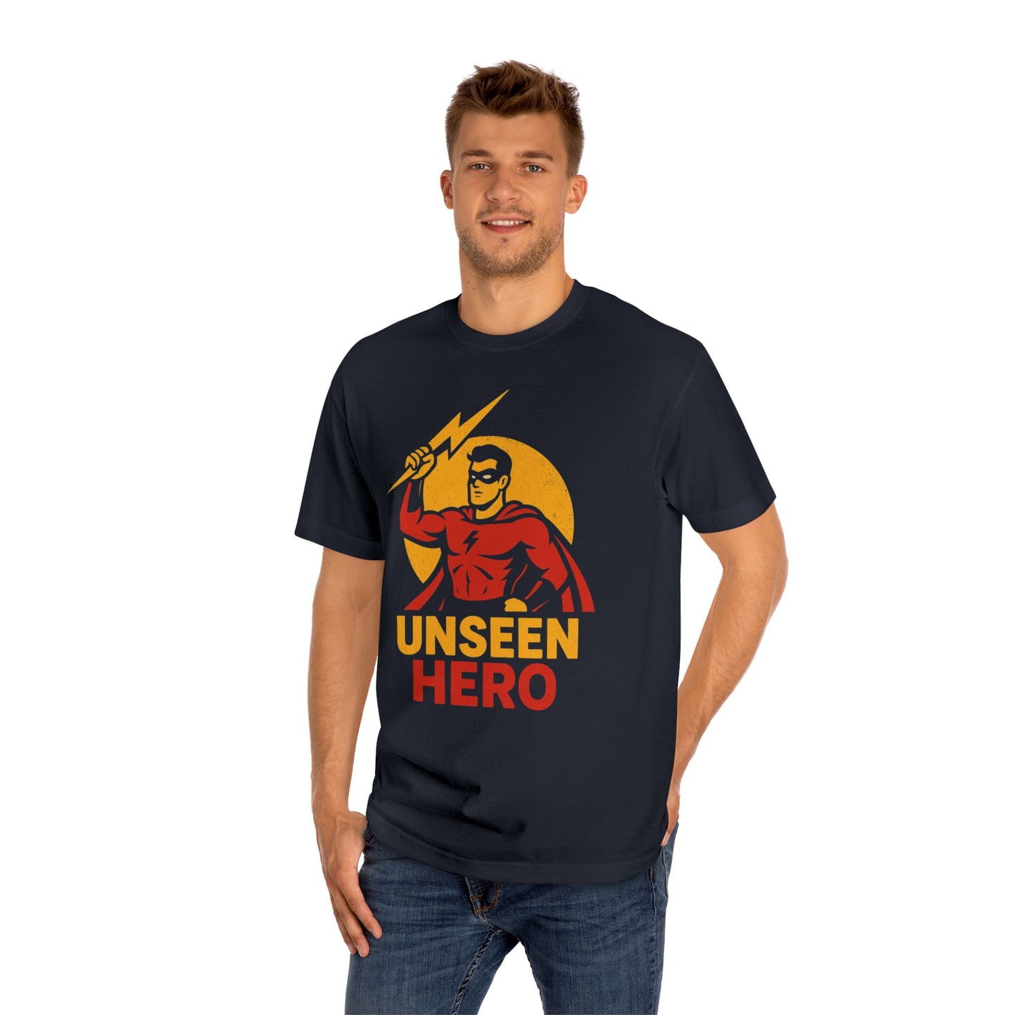 Unseen Hero Tee: Unisex Classic Shirt for Superhero Fans, Birthday Gift, Casual Wear, Geek Culture, Comic Con Attire