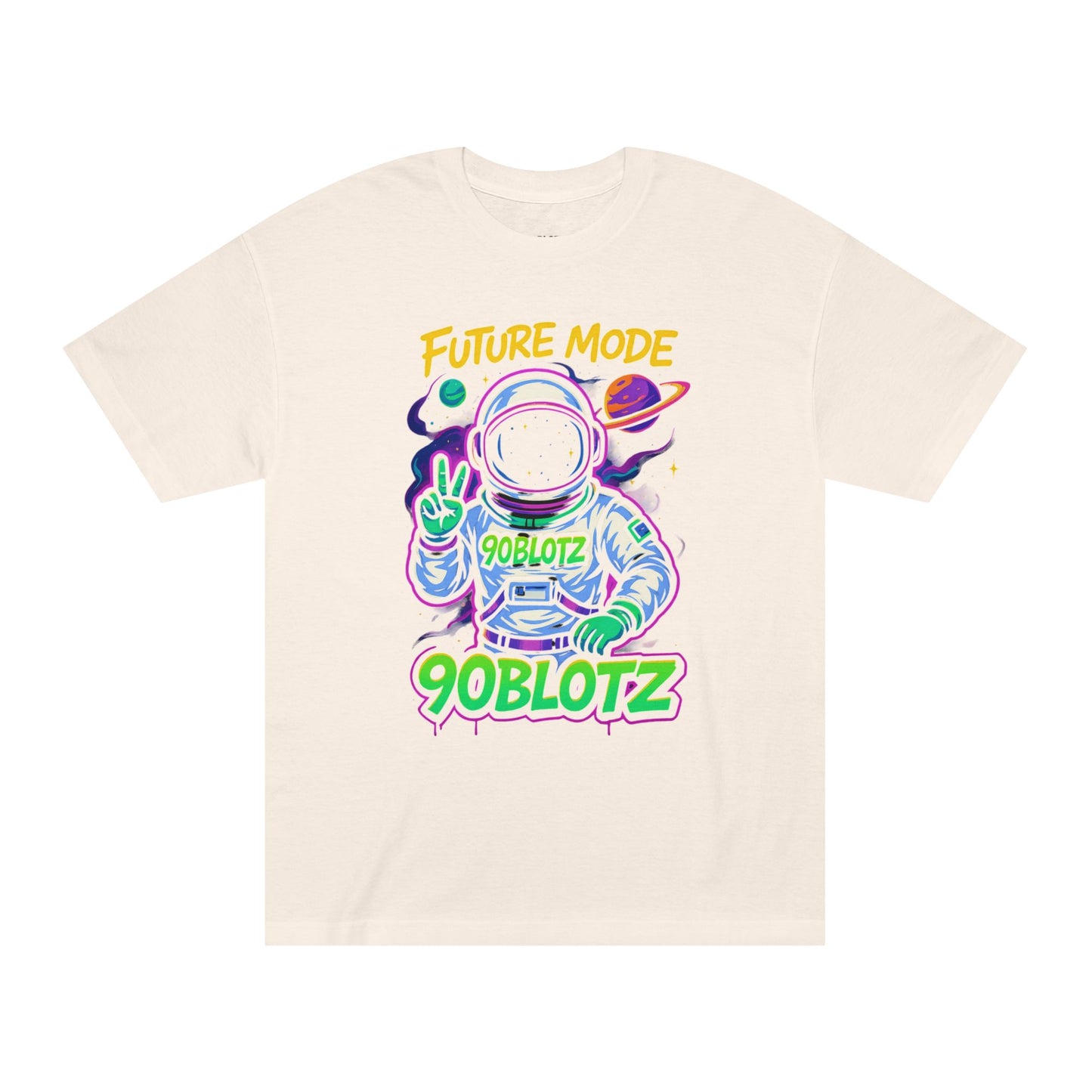 Cosmic Vibes Unisex Classic Tee, Future Mode Graphic Tee, Space-Themed Apparel, Astronaut T-Shirt, Fun Gift for Gamers