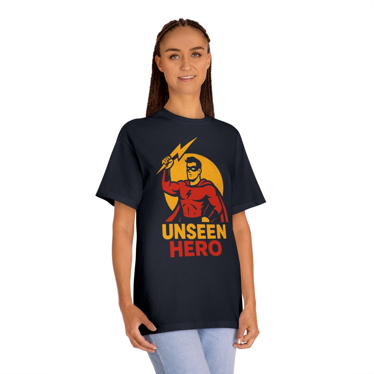 Unseen Hero Tee: Unisex Classic Shirt for Superhero Fans, Birthday Gift, Casual Wear, Geek Culture, Comic Con Attire