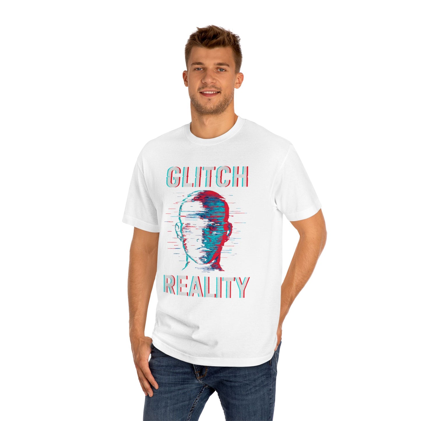 Glitch Reality Unisex Classic Tee, Cool Graphic Shirt, Retro Pixel Art Tee, Trendy Casual Top, Gift for Gamers, Hipster Fashion