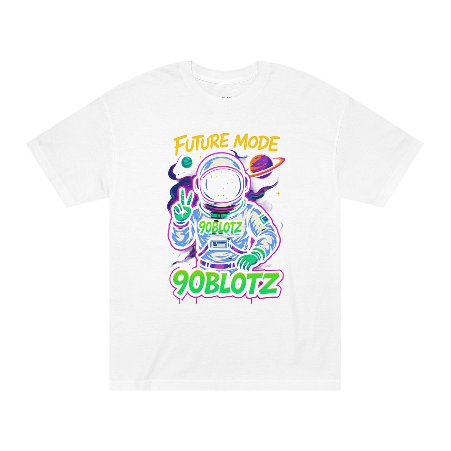 Cosmic Vibes Unisex Classic Tee, Future Mode Graphic Tee, Space-Themed Apparel, Astronaut T-Shirt, Fun Gift for Gamers