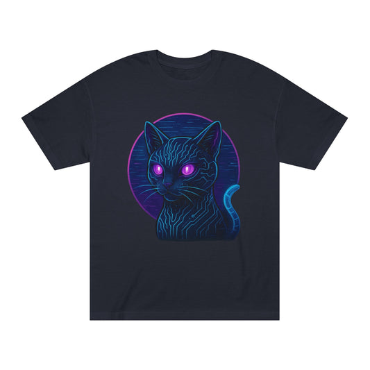 Neon Cat Tee, Retro Graphic Shirt, Cat Lover Gift, Cyberpunk T-Shirt, Unique Unisex Apparel, Fun Casual Wear, Festival Outfit