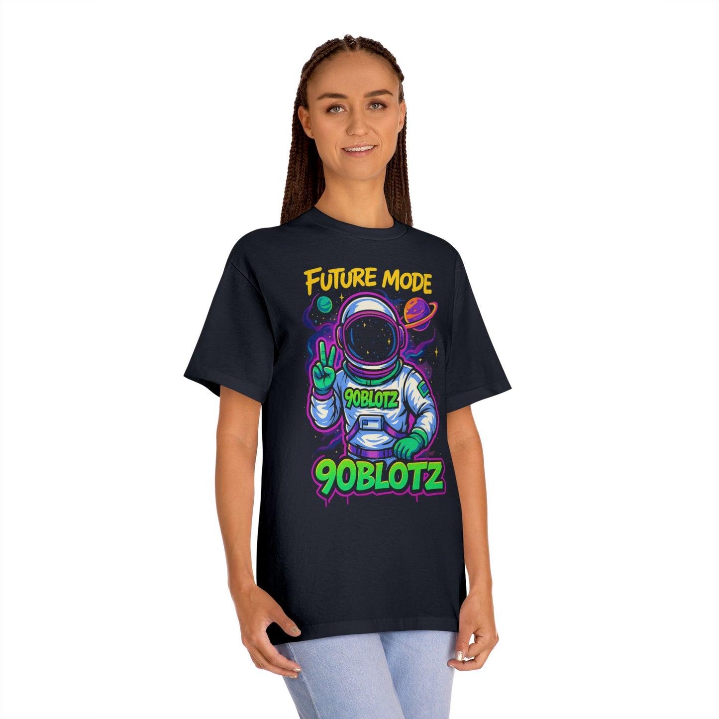 Cosmic Vibes Unisex Classic Tee, Future Mode Graphic Tee, Space-Themed Apparel, Astronaut T-Shirt, Fun Gift for Gamers