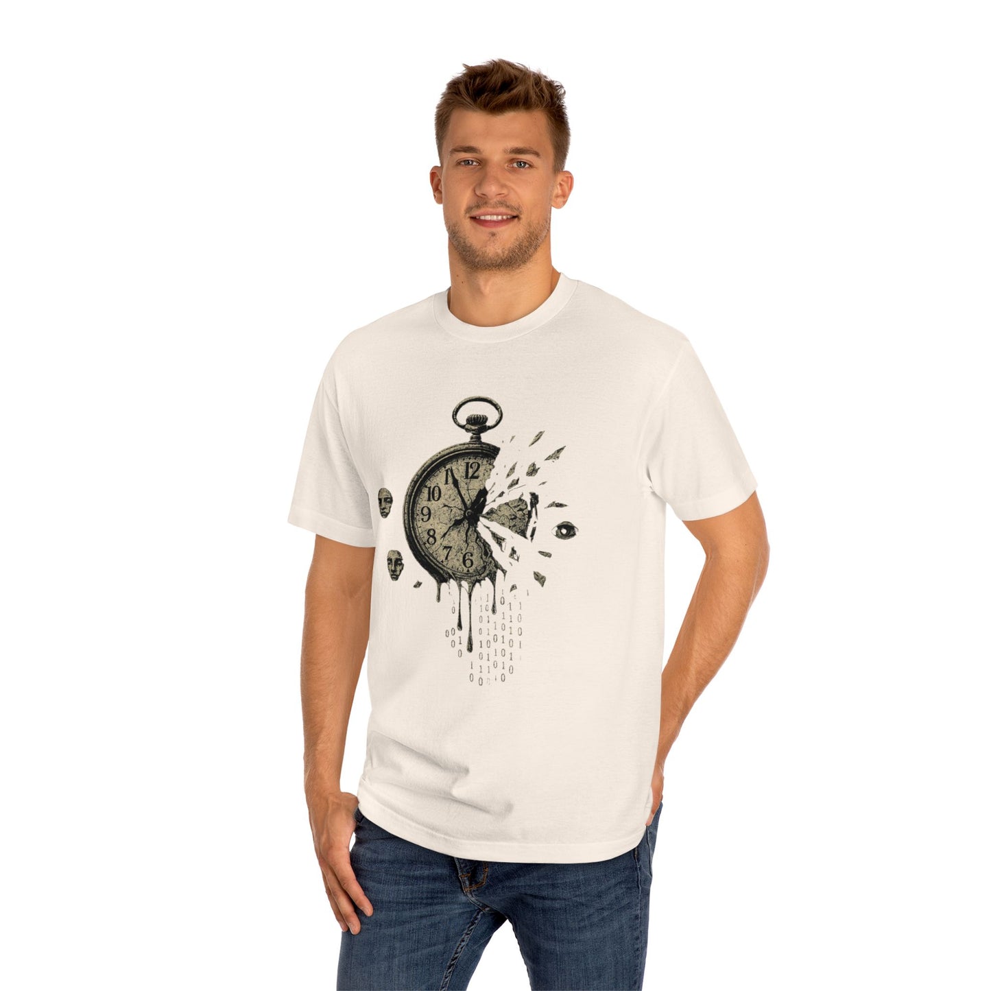 Vintage Clock Graphic Unisex Classic Tee, Casual Wear, Unique Design, Gift for Him/Her, Retro Style T-Shirt, Time Lover Apparel