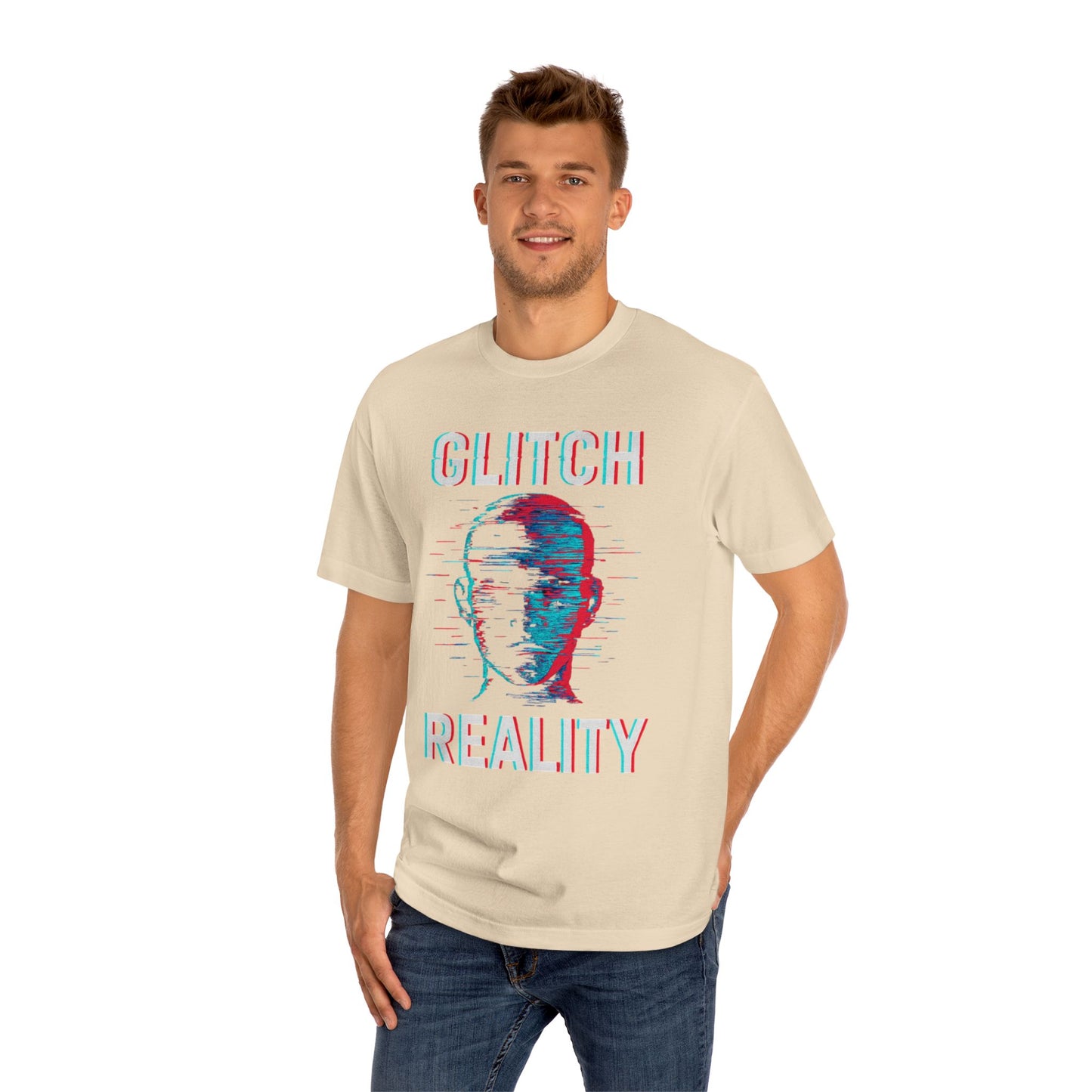Glitch Reality Unisex Classic Tee, Cool Graphic Shirt, Retro Pixel Art Tee, Trendy Casual Top, Gift for Gamers, Hipster Fashion