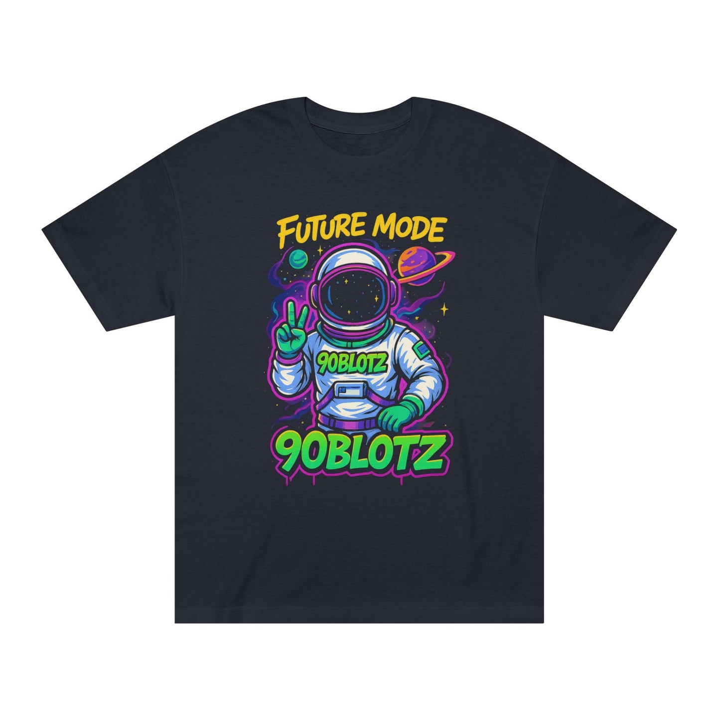 Cosmic Vibes Unisex Classic Tee, Future Mode Graphic Tee, Space-Themed Apparel, Astronaut T-Shirt, Fun Gift for Gamers