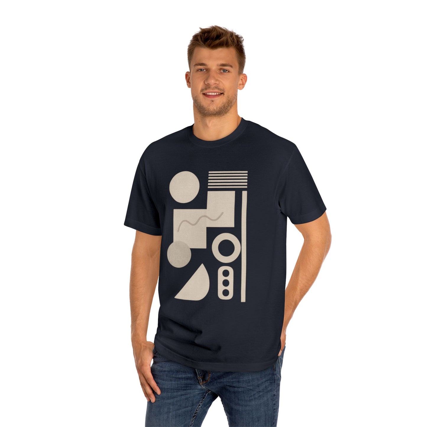 Minimalist Geometric Unisex Classic Tee, Casual Wear, Stylish Gift, Modern Fashion, Everyday Comfort, Trendy Summer Tee
