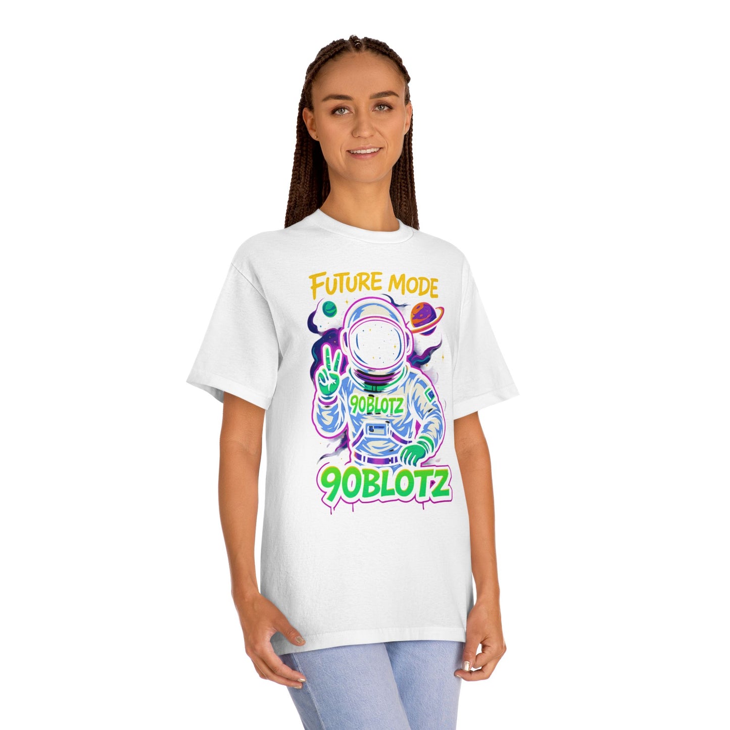 Cosmic Vibes Unisex Classic Tee, Future Mode Graphic Tee, Space-Themed Apparel, Astronaut T-Shirt, Fun Gift for Gamers